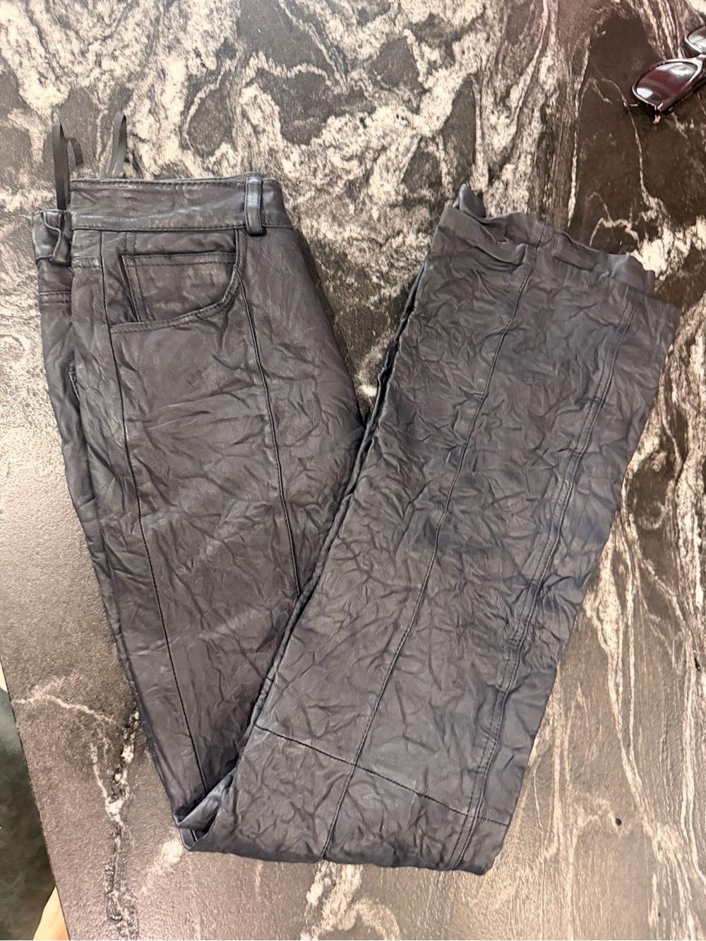 Zadig & Voltaire Black Leather Pants with Panel Stitching